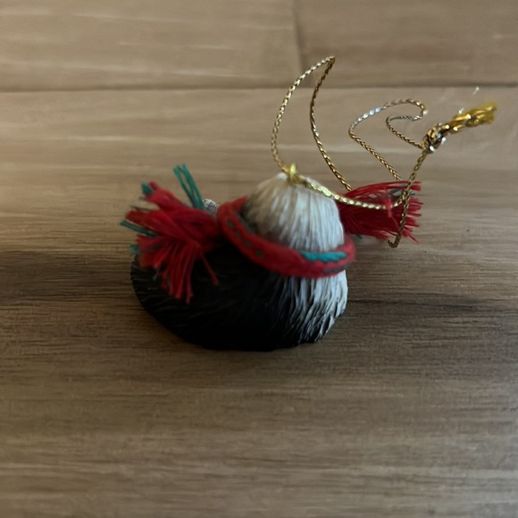 Old English Sheepdog Miniature Christmas Ornament Made of Resin with Yarn Scarf - Picture 2 of 5